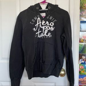 Aeropostale Black Graphic Hoodie Sweater
